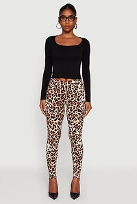 Womens Patterned Fleece Lined Leggings,
