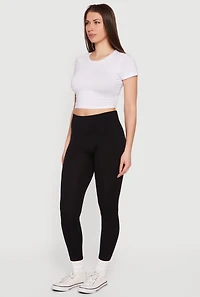 Fleece Lined Waffle Knit Waist Leggings