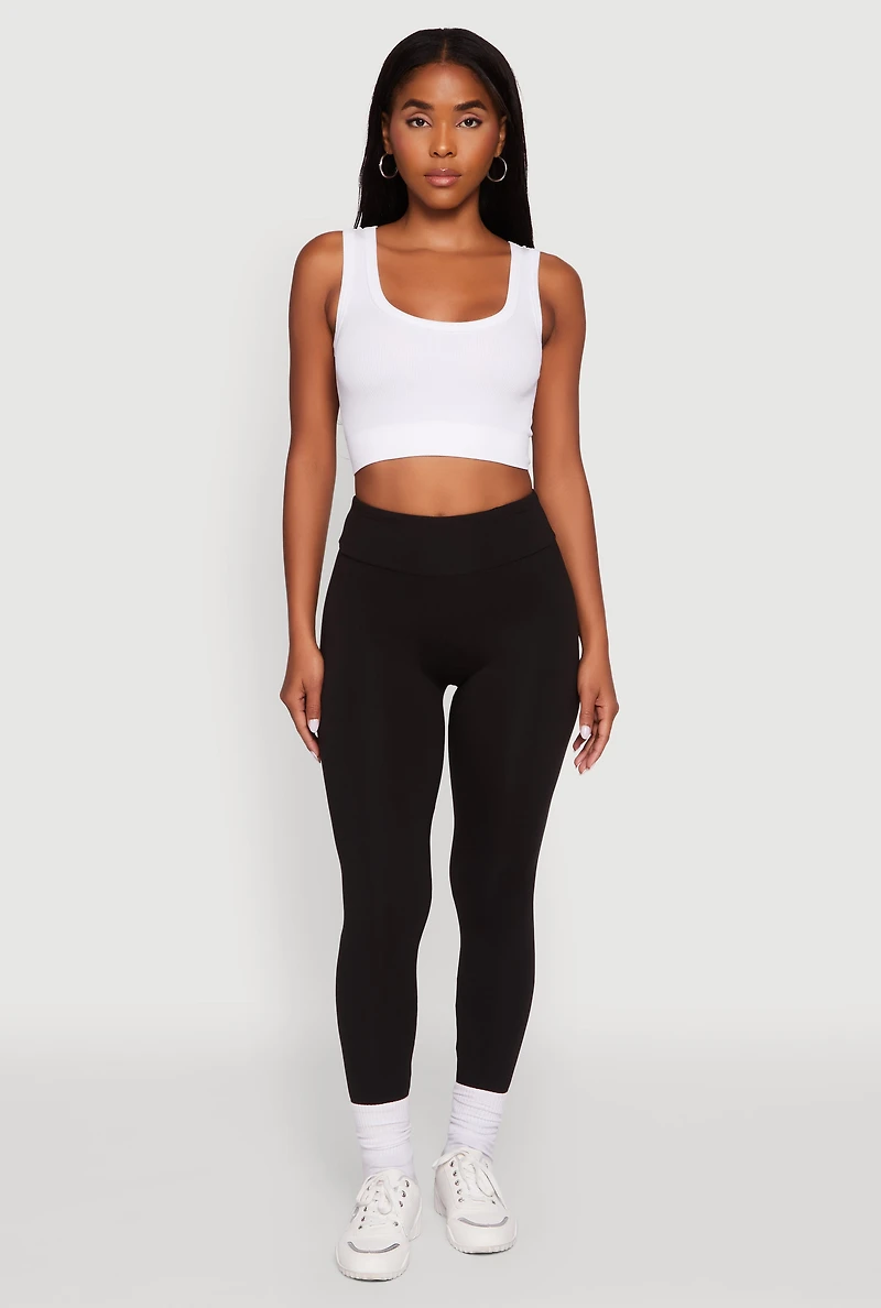 Womens Soft Brushed Knit High Waisted Leggings,