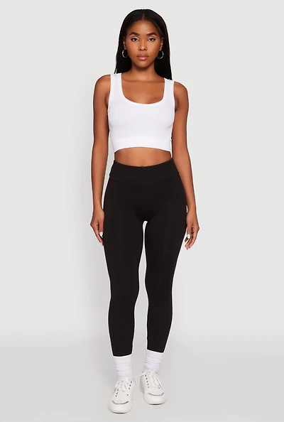 Womens Soft Brushed Knit High Waisted Leggings,
