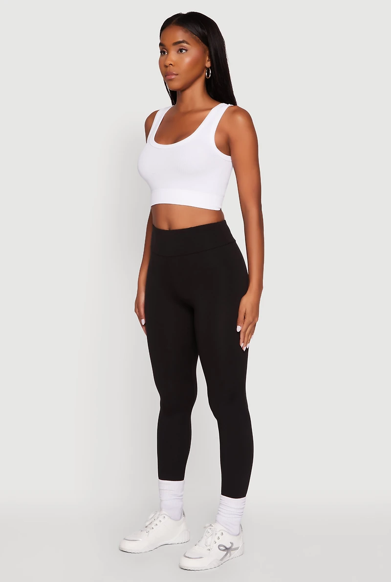 Womens Soft Brushed Knit High Waisted Leggings,