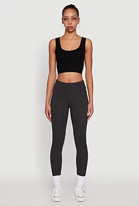 Womens Soft Brushed Knit High Waisted Leggings, Grey, Size M