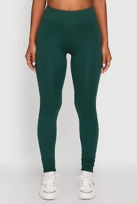 Womens Soft Brushed Knit High Waisted Leggings, Green, Size XL