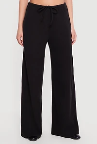 Brushed Knit Wide Leg Drawstring Pants