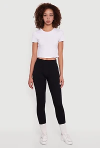 Womens Ribbed Seamless High Waisted Leggings, Black, Size S-M