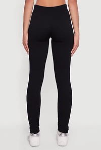 Womens Ribbed Seamless High Waisted Leggings, Black, Size L-XL