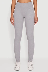 Womens Ribbed Seamless High Waisted Leggings, Grey, Size S-M