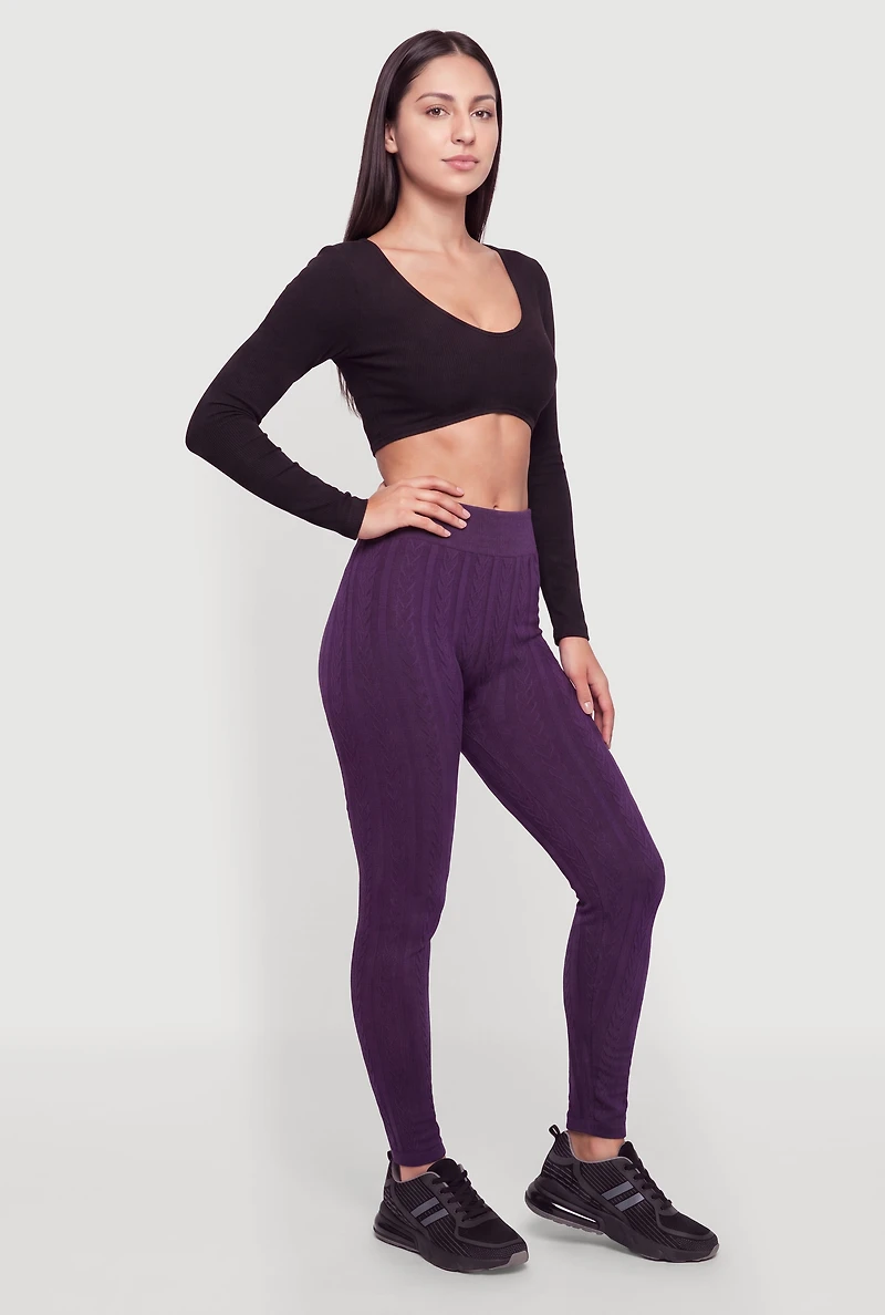Seamless Cable Knit High Waisted Leggings