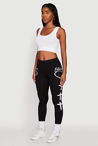 Blessed Cross Heart Graphic Leggings