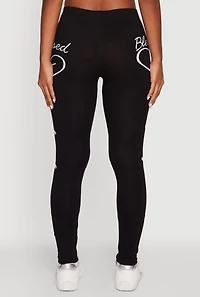 Blessed Cross Heart Graphic Leggings