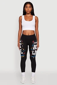 Womens Living My Best Life Graphic Leggings, S