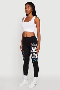 Womens Living My Best Life Graphic Leggings, S