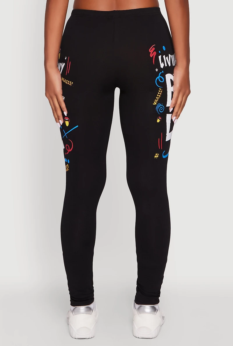 Womens Living My Best Life Graphic Leggings, S