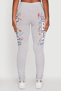 Womens Living My Best Life Graphic Leggings, Grey, Size S