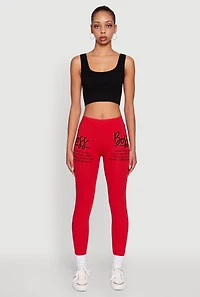 Womens Trendy Boss Graphic Leggings, Red, Size M