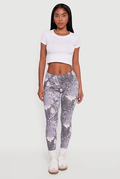 Womens Hunter Camo Mid Rise Leggings, Grey, Size S