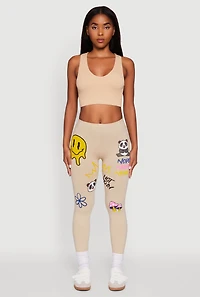 Womens Panda Nope Not Today Graphic Leggings, Khaki, Size XL