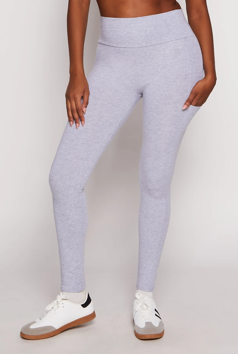 Solid High Waisted Cell Phone Pocket Leggings