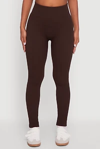 Womens Ribbed Knit Fleece Lined High Waist Leggings,