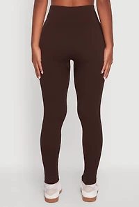 Womens Ribbed Knit Fleece Lined High Waist Leggings,