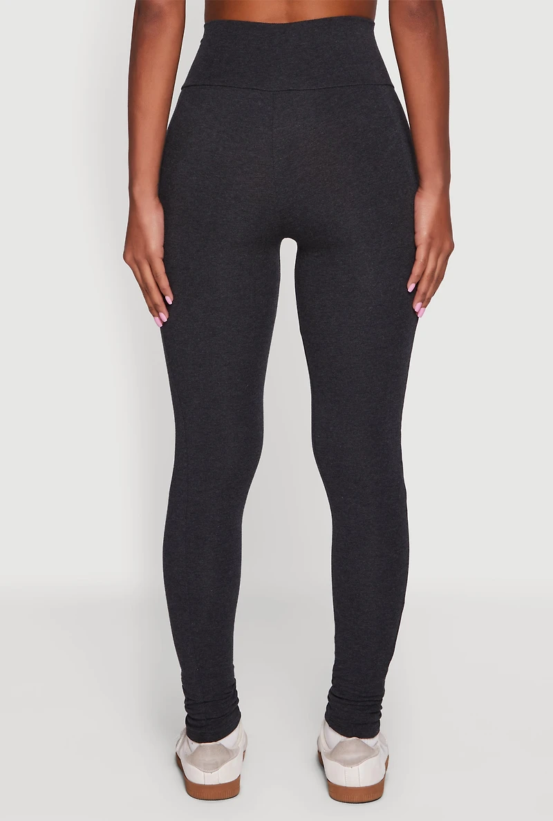 Womens High Waisted Leggings with Cell Phone Pocket, Grey, Size M