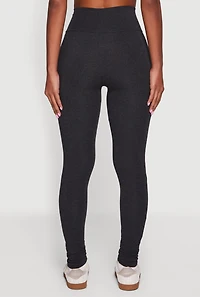 Womens High Waisted Leggings with Cell Phone Pocket, Grey, Size M