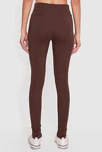 Womens Basic High Waisted Leggings, Brown, Size S