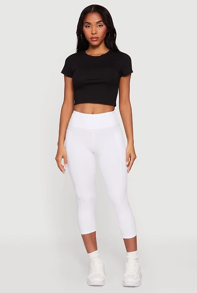 High Waisted Side Pocket Capri Leggings