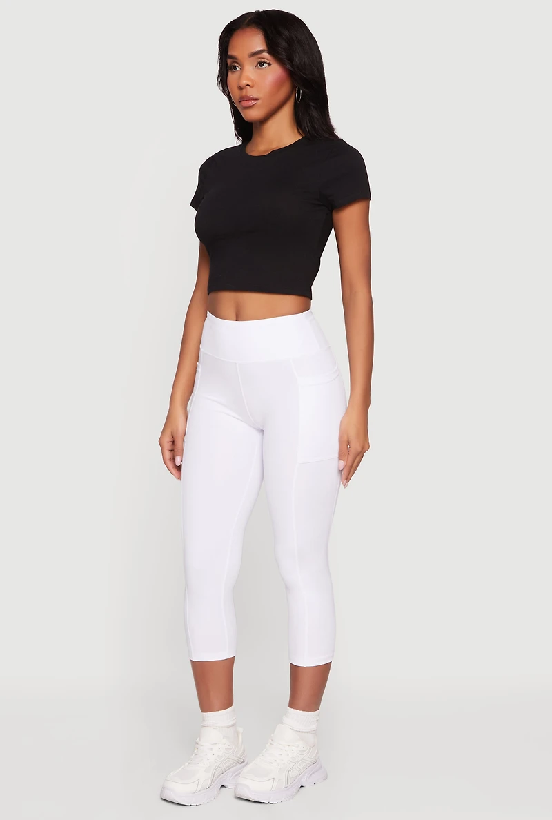 High Waisted Side Pocket Capri Leggings