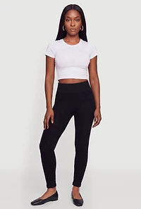 Fleece Lined Cable Knit High Waisted Leggings