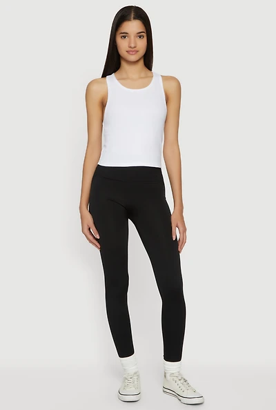 High Waisted Waffle Knit Fleece Lined Leggings