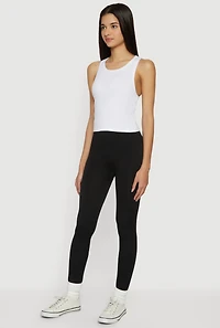 High Waisted Waffle Knit Fleece Lined Leggings