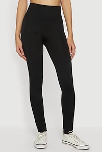 High Waisted Waffle Knit Fleece Lined Leggings