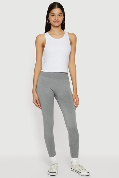 High Waisted Waffle Knit Fleece Lined Leggings