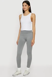 High Waisted Waffle Knit Fleece Lined Leggings