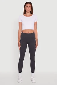 Womens Textured Knit Fleece Lined Leggings, Grey, Size L-XL