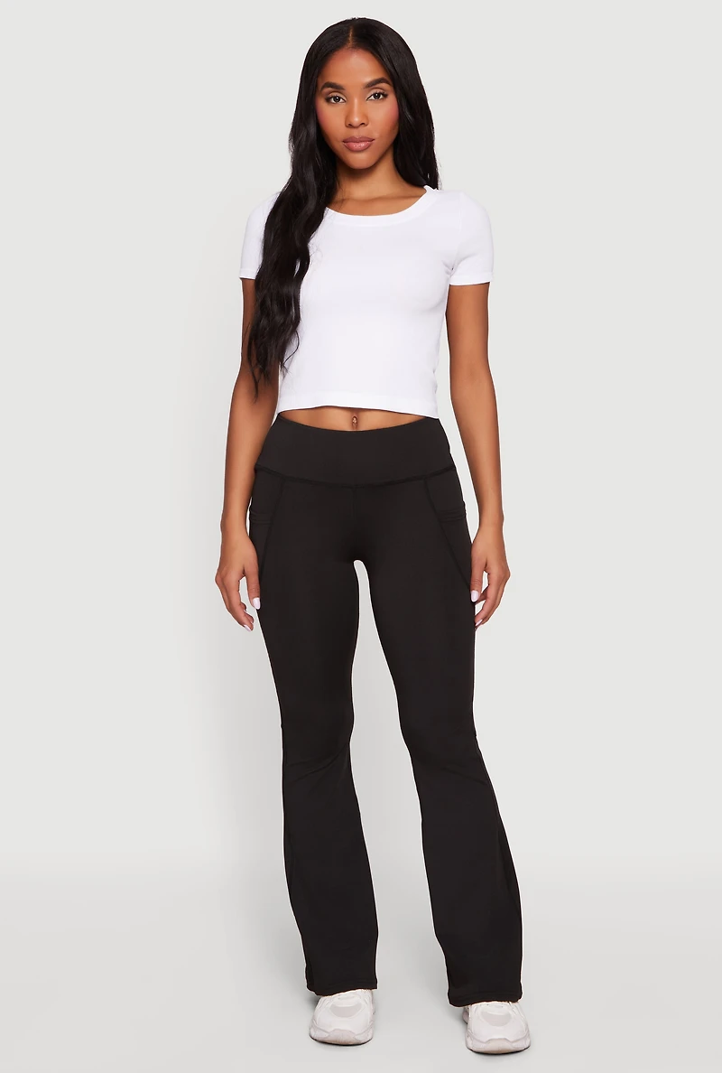 Trendy Cell Phone Pocket Flare Leg Yoga Pants