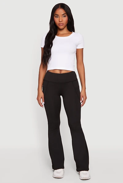 Trendy Cell Phone Pocket Flare Leg Yoga Pants