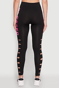 Womens Blessed Graphic High Waisted Leggings, Black, Size L-XL
