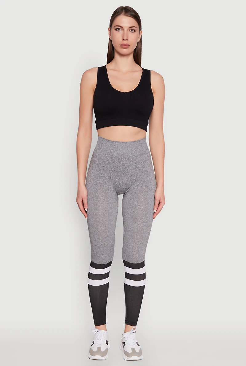 Womens Trendy High Waisted Good Vibes Graphic Leggings, Grey, Size S-M