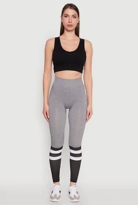 Womens Trendy High Waisted Good Vibes Graphic Leggings, Grey, Size S-M