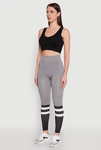 Womens Trendy High Waisted Good Vibes Graphic Leggings, Grey, Size S-M
