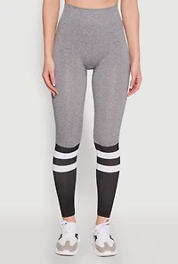 Womens Trendy High Waisted Good Vibes Graphic Leggings, Grey, Size S-M
