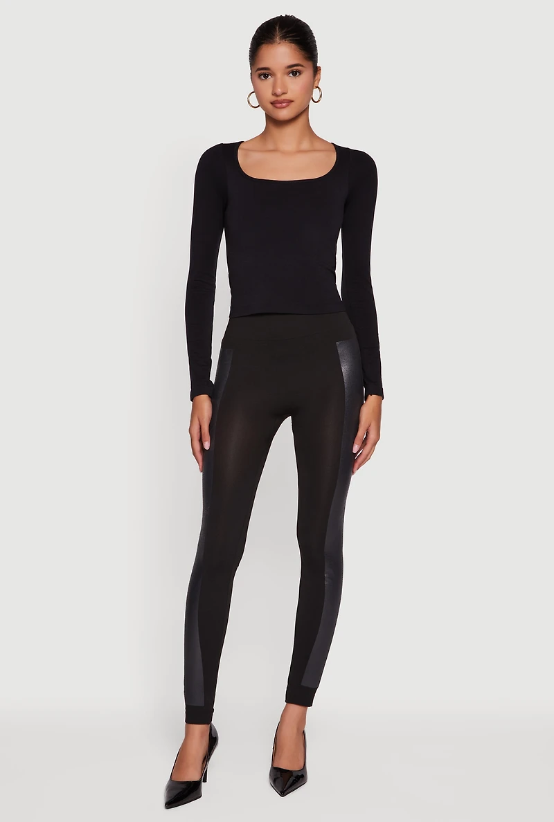 Womens High Waisted Push Up Leggings, Black, Size L-XL