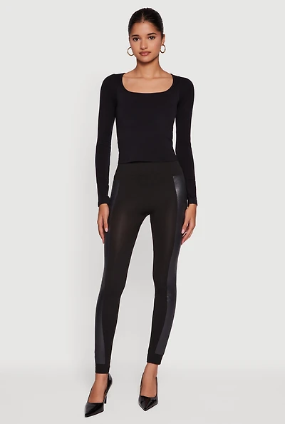 Womens High Waisted Push Up Leggings, Black, Size L-XL