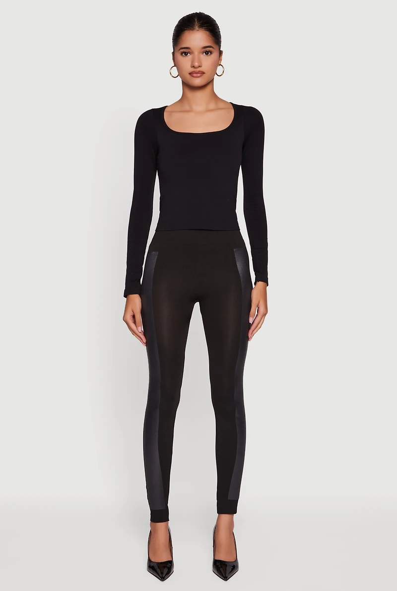 Womens High Waisted Push Up Leggings, Black, Size L-XL