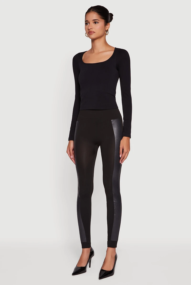 Womens High Waisted Push Up Leggings, Black, Size L-XL
