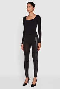 Womens High Waisted Push Up Leggings, Black, Size L-XL