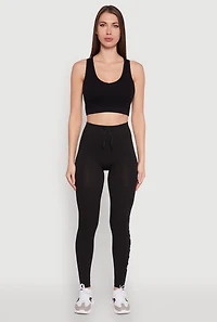 Womens Trendy High Waisted Good Luck Graphic Leggings, Black, Size S-M