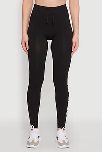 Womens Trendy High Waisted Good Luck Graphic Leggings, Black, Size S-M